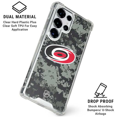 NHL Carolina Hurricanes Camo Galaxy S25 Ultra Clear Case